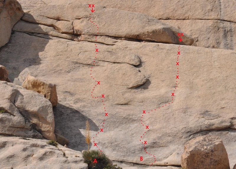 Hidden Slab<br>
<br>
A. Private Eye 5.10a<br>
B. Under the Radar 5.8