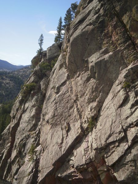 The crux arete in the top center....