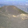 Phot shows trail over top of false summit on the way to the actual cone of the volcano.