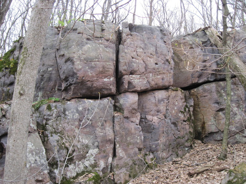 The first bit of rock seen as approaching from the fire road.