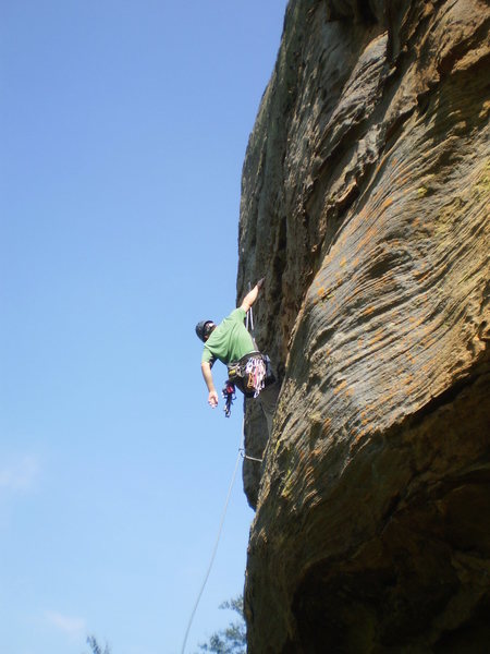 Starting up the steep start to get to that amazing arete. Favorite onsite of the trip!