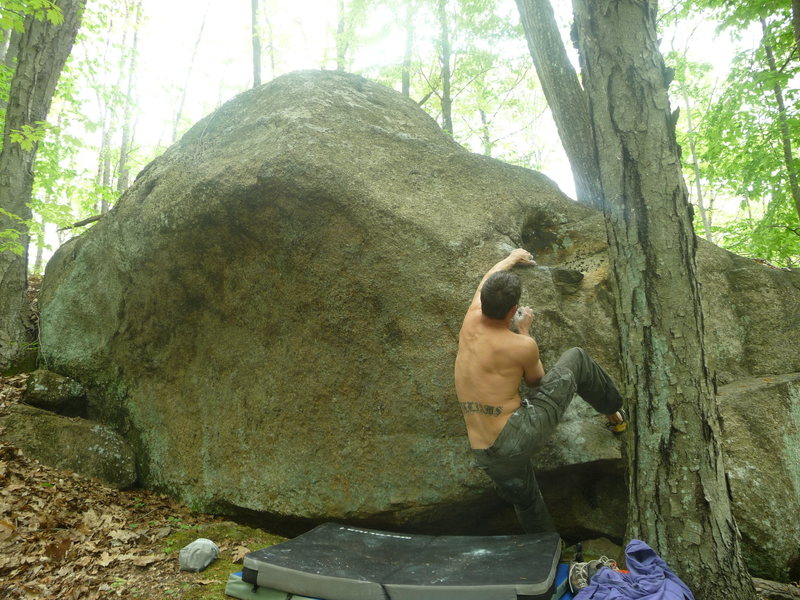 one hand is still on the starting hold. others on the jug. no im not dabbing lol