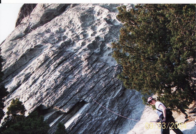 My mother belaying me on a 5.7 on Castle Rock<br>
<br>
Castle Rock State Park, Idaho 2008