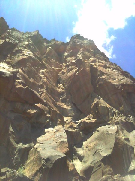 Not a very good pic but head up the obvious crack is the dihedral.