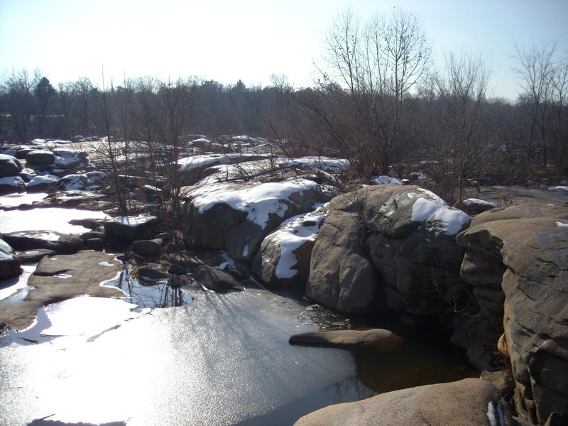 The river on the backside of the island is full of boulders like these. Depending on the water level which tends to fluctuate, there could be some potential for bouldering.