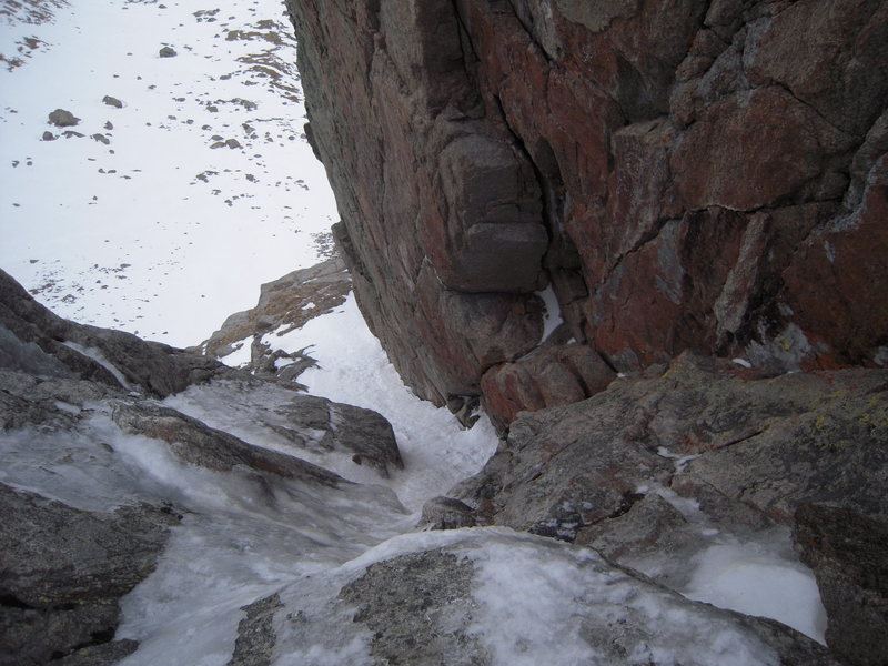 Looking down initial ice smear section.