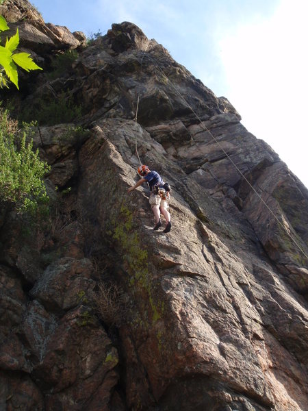Casey working the arete.