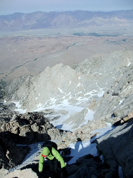 looking down from the final summit tower