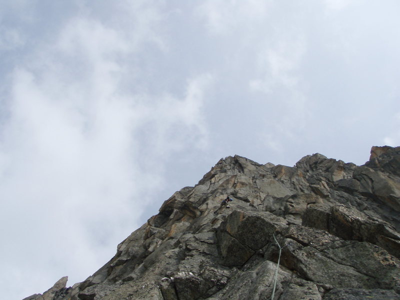 Midway through the steep upper wall.