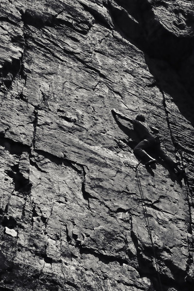 Craig about to enter the crux.