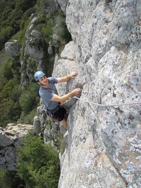 Raleigh looking comfortable near the top of Private Pepper (5.7). One easy 5.6/5.7 move at the top.