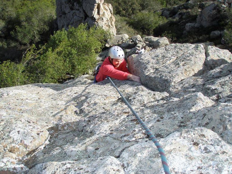 Jesse throwin' in a few hand jams near the top of Private Pepper (5.7). Too bad there's not a 100' more of these.