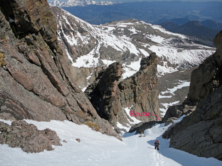 Above the technical section and upwards to the final snow field