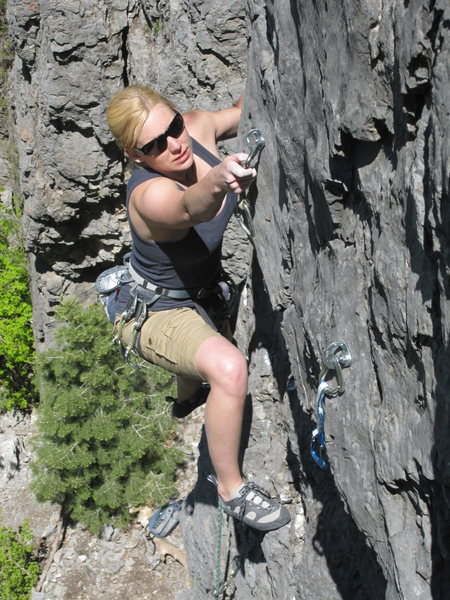 Megan Walters Clipping the last bolt on Stampede.