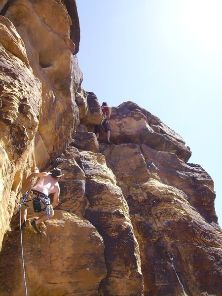 Matt (on right) topping the route.