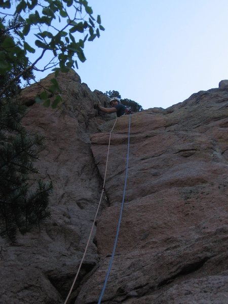 Climbing the first pitch of Miss Piggy... awesome start