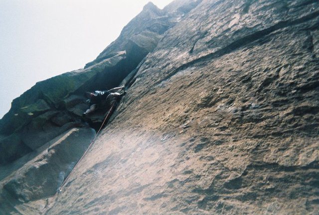 Onsighting the "crux" pitch.