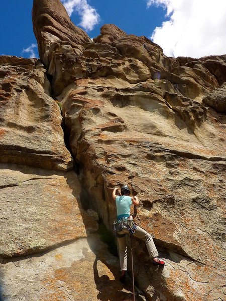 Heading up the first pitch of the two routes, Hakuna Matada and Lion of Judah.