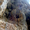 Right before traversing left on to the real climbing in of Alabalik.  Geyikbayiri-Turkey.