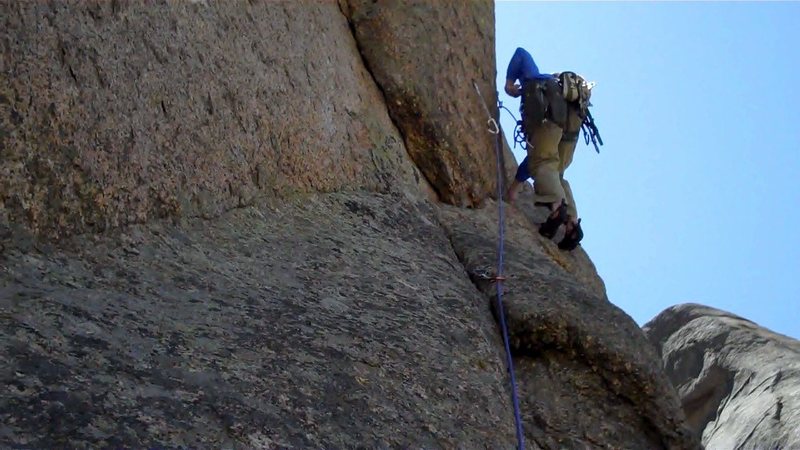 Trying to free the crux pitch.