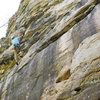Michael McKay enjoys steep climbing on Midwest limestone (Capen Park, Missouri) 