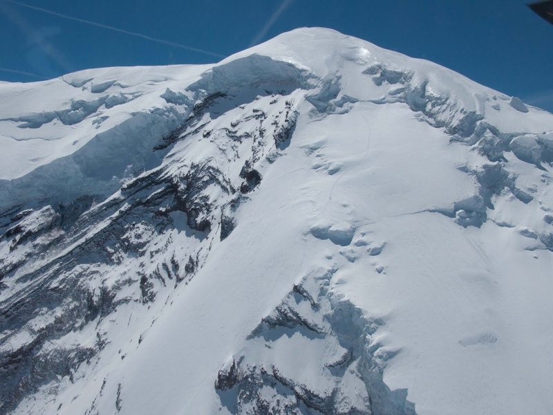 Awesome pic of climbers at the bergschrund / top of the ridge... gotta zoom in to see them. (taken from Mount Rainer Climbing Rangers, June 2011)