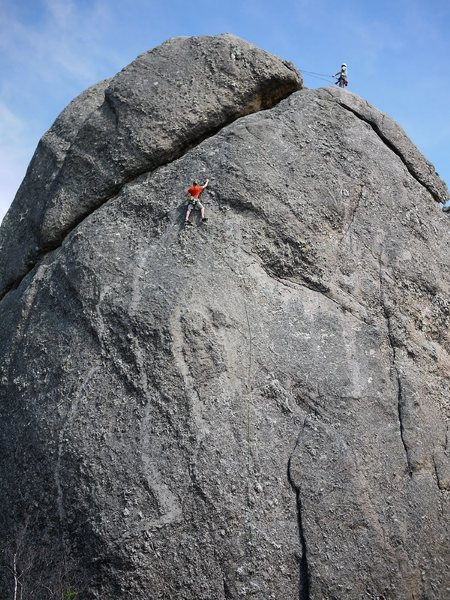 Travis nearing the top of Mr. Critical and Aaron on the summit.
