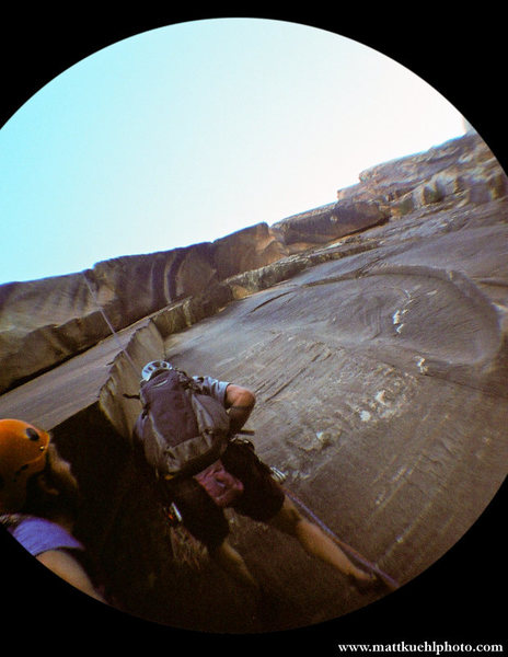 Avoid ending up here. Rap from lowest possible anchor above roof. Fall 2010<br>
<br>
Photo Matt Kuehl