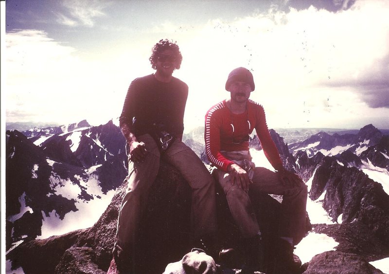 Pablo and JB, Roof of Wyoming, Gannett Peak Aug 1984.<br>
<br>
This is why I got into climbing in the first place.