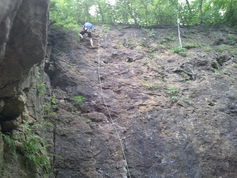 (Sorry for the phone pic). My first crack at this route. A bit scary. Having a crash pad may calm nerves till the first bolt.