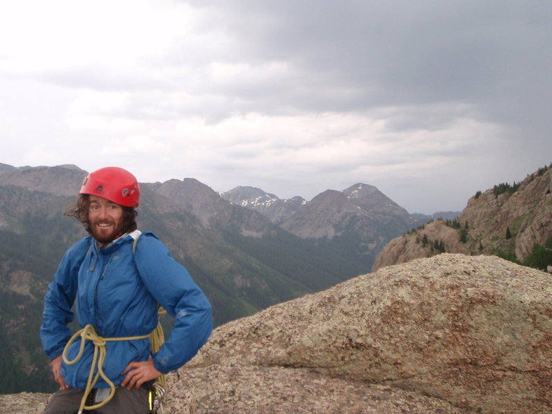 Trout Man on the summit with rain and hail minutes away.