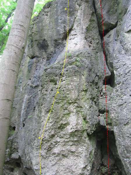 Solohex follows the yellow line past these 3 bolts. The red line is Ostkamin.