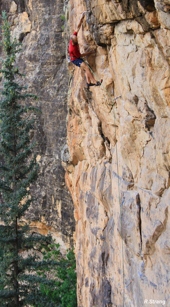 WAY UP IN THE AIR.<br>
The upper crux section<br>
Raising Awareness (5.12).