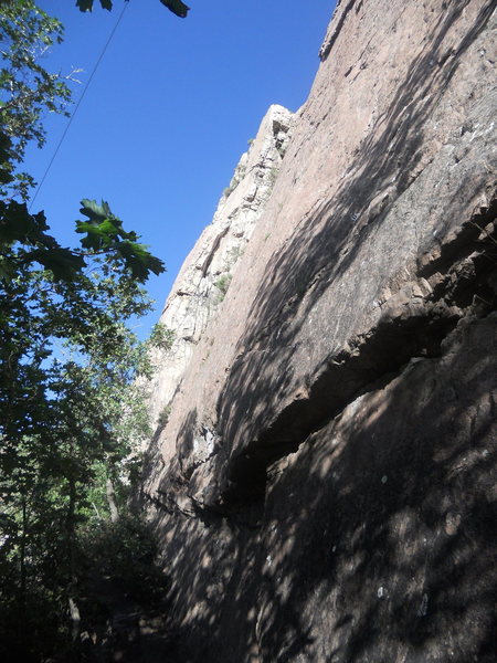 An angled shot of Gas Hike from the Road Rage belay area.