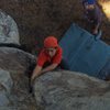 Carlo Rivas climbing Free Thinker, Pine Mountain.