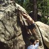 Davi Rivas climbing Free Thinker, Lower Ridge, Pine Mountain.