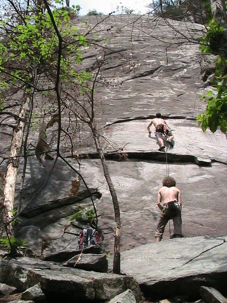 Garrett DeBruin on Seven Year Itch with Dave Coleman on belay.