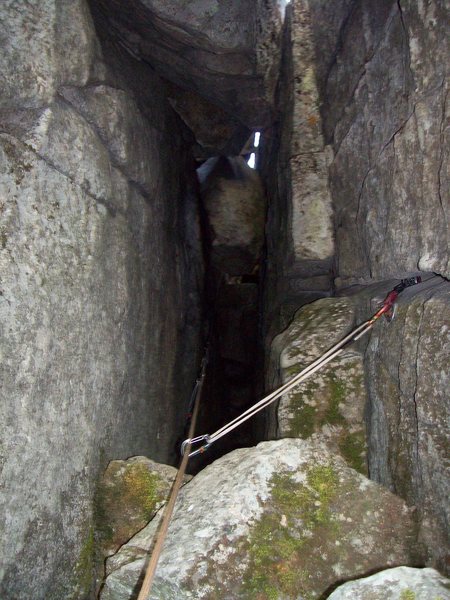 Looking up into the chimney.