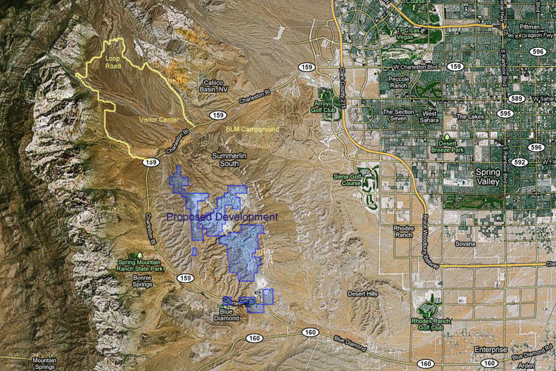 Map of proposed development on Blue Diamond Hill (please view full size for the full impact)