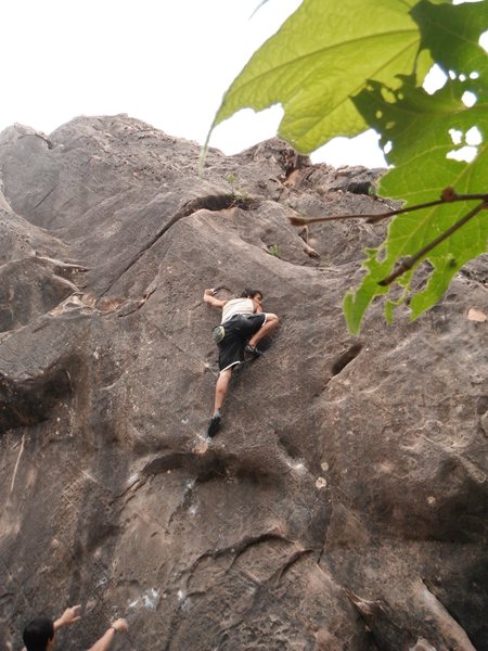 Pushin through second crux. Airy And Scary.