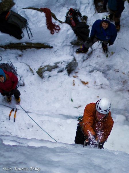 Who says the south doesn't get ice? tearin' it up on whitesides mountain, NC