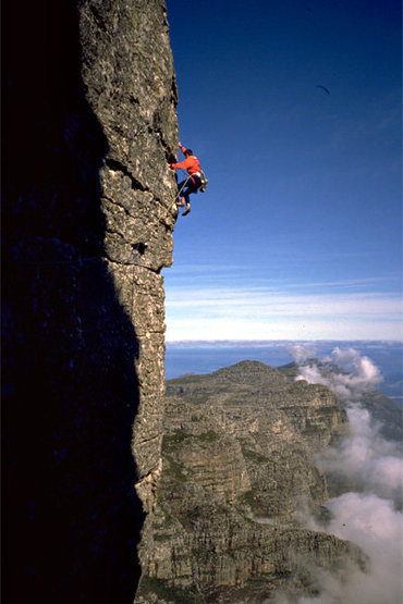 Jacob's Ladder on Table Mountain, Cape Town, S. Africa. One of the better 5.8 pitches in the known universe.