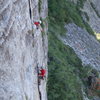 Climbers on Bear's Reach, from East Crack
