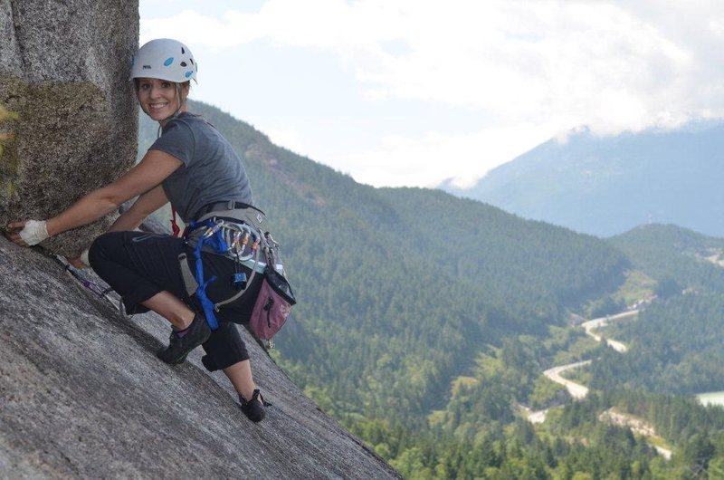 Dawn getting ready for the fabulously exposed skywalker traverse