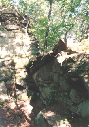 This is the Dreadlock Holiday area of The Pit. This photo appeared in the 2001 edition of the Logtown Climbing Guide. I did not take it.