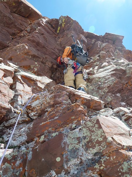 Bells traverse. Took this little roof pitch to avoid snow/ice and it was the shortest way. I'd say about 5.7 but I was in hiking boots so who knows.