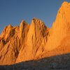Mt Whitney at sunrise.   East Buttress is clearly visible on the right side of the picture.