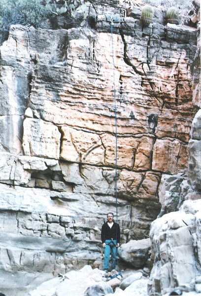 John Rosholt standing in front of Talisman Wall (secret slot canyon in Arizona - can't remember the name)
