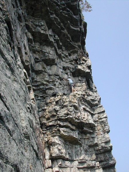 Unknown climber on Hans' Puss Sept 3 2011. Taken from base of Easy V.
