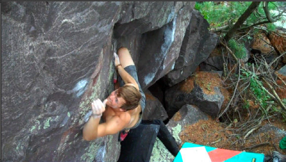 Zach Bremel going for it. Sticky Arete can be seen in the background.